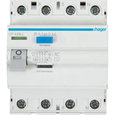 Устройство защитного отключения HAGER 4P 25A 300mA AC